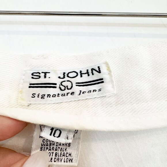 St. John Denim High Rise Straight Leg Signature Jeans Luxury Casual White 10 - Picture 4 of 11